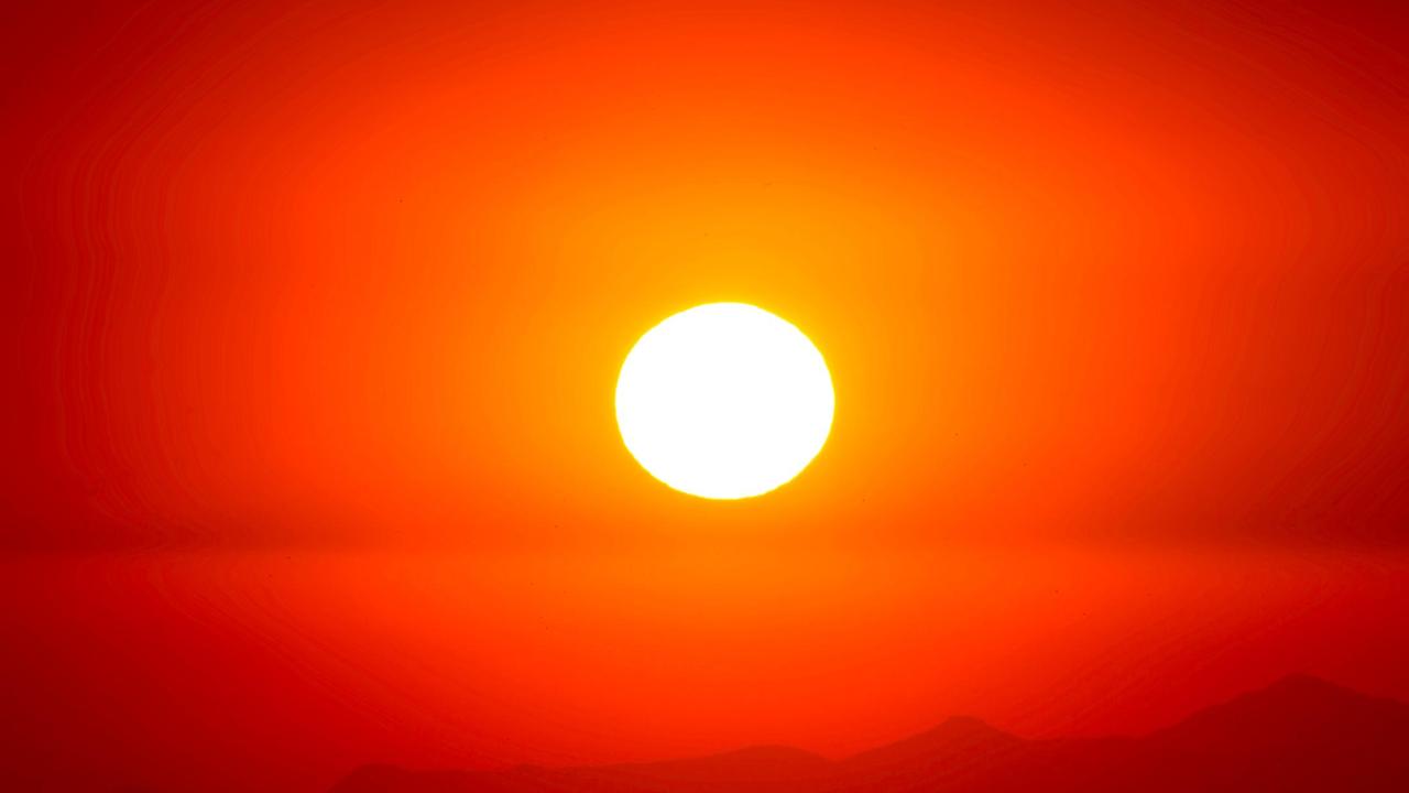 Blazing red sun