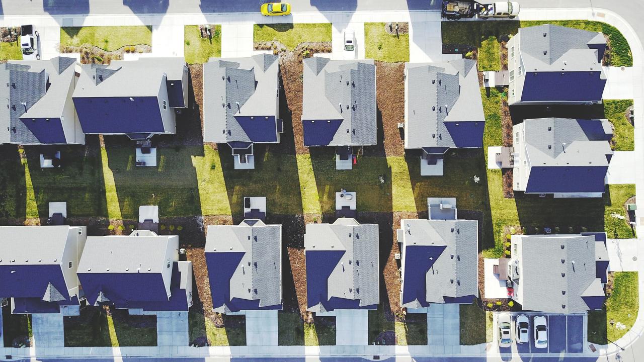 Ariel view of suburban neighborhood