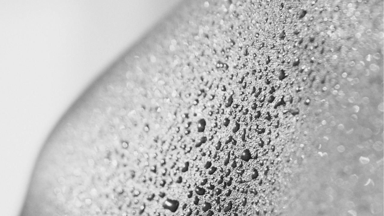 Sweat on skin in black and white