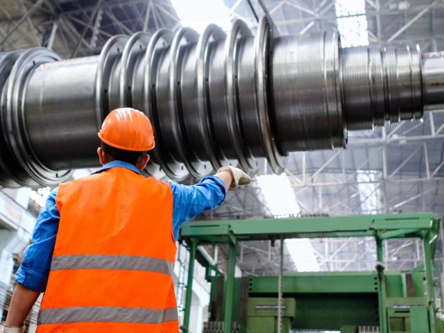 Engineer working in industrial space